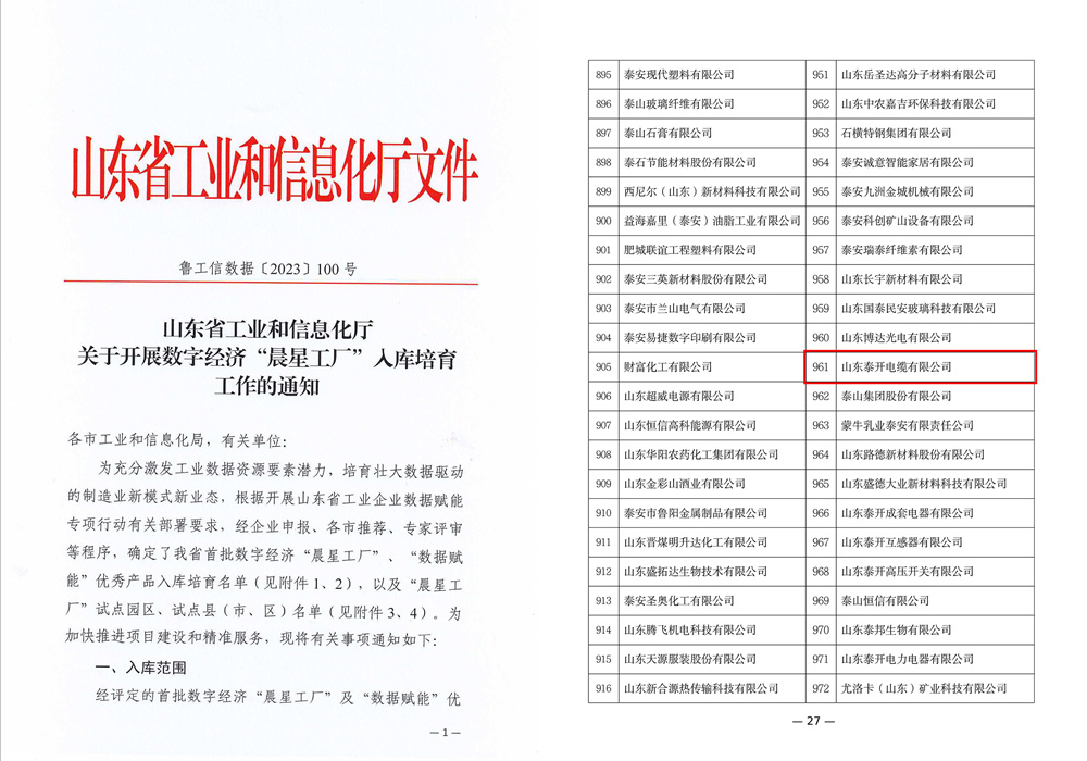 山東省數字經濟“晨星工廠”